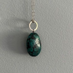 Turquoise Stone Art Deco Drop Necklace